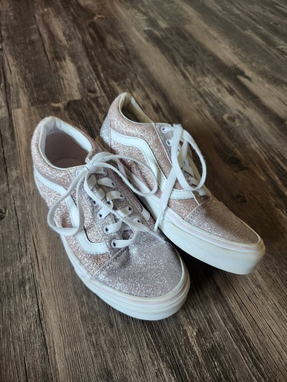 Vans Old Skool Two Toned Glitter Sparkle Pink Low Top Skate Sneakers